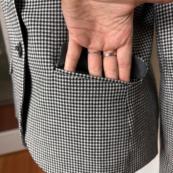 Talbots Gray White Black Houndstooth Blazer Wool Blend sz 6P - Picture 7 of 8